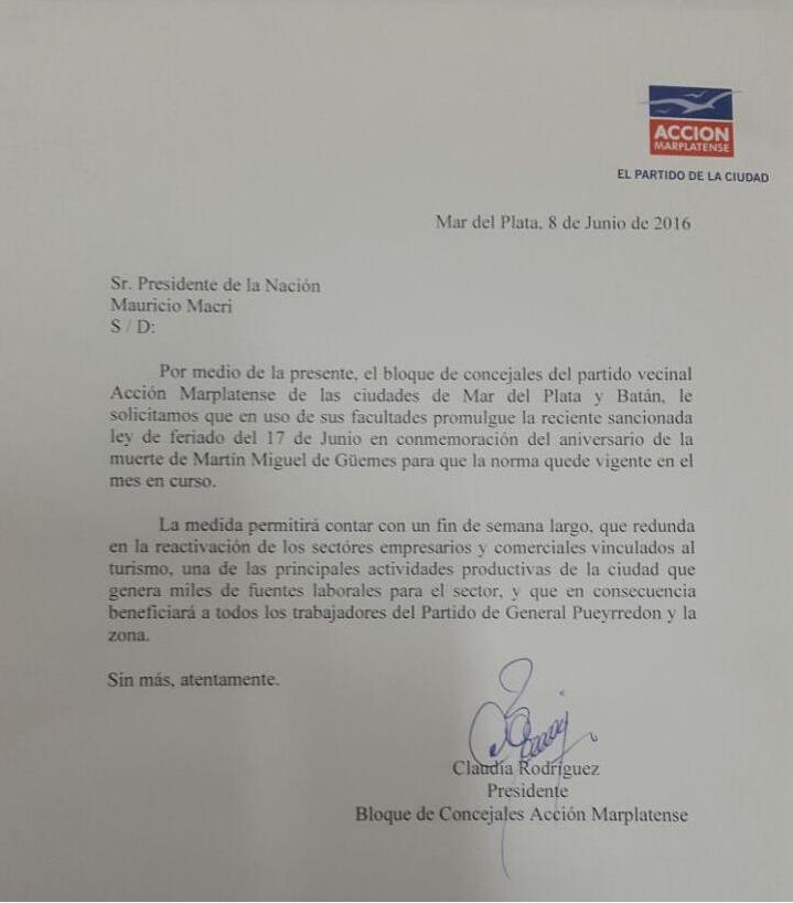 Carta Acción Marplatense